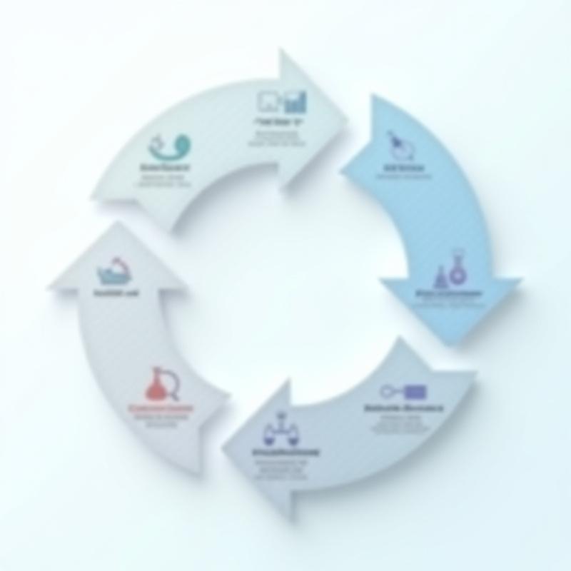 Infografía circular del ciclo de Growth Marketing Loop: Definir, Idear, Priorizar, Testear, Analizar.